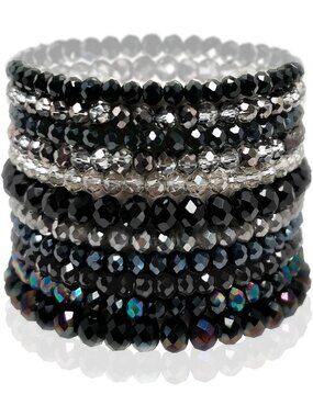 Colorful Crystal Stretch Bracelets - Stackable Beaded Boho Statement Jewelry for
